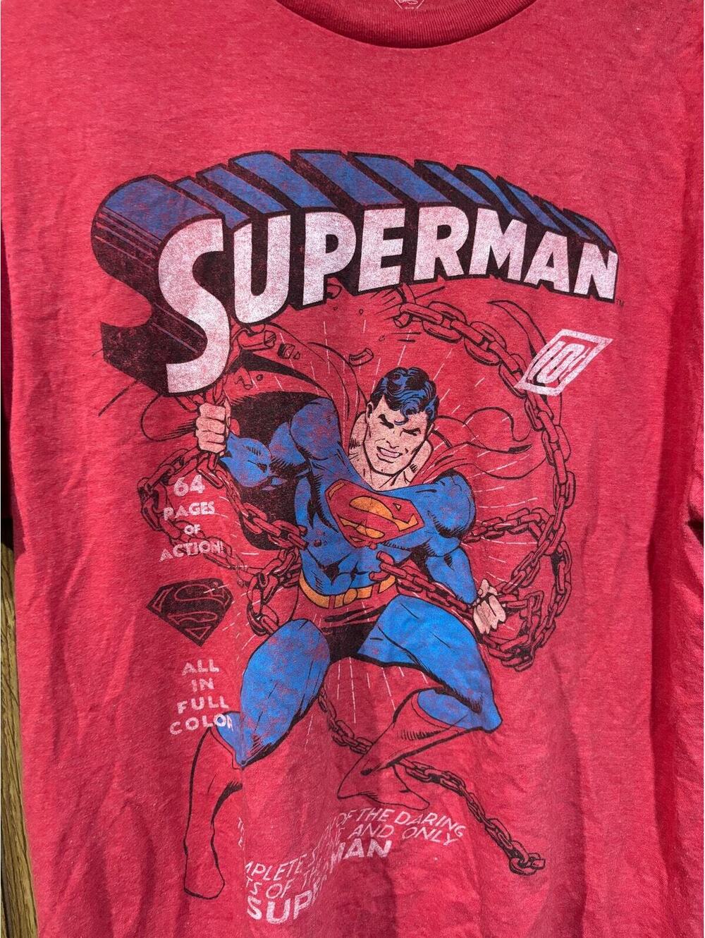 Superman DC Comics Graphic T-Shirt Men's Size L Red Heather NWT Comic Cover - Picture 2 of 5